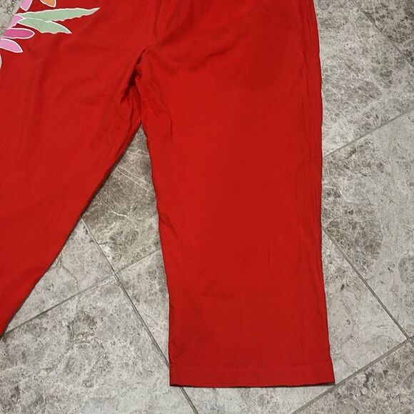 Victoria’s Secret Y2K  Cropped PJ Pajama Pant Red M Flower Applique' - Picture 13 of 13
